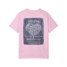 Load image into Gallery viewer, Returning to Essence Retreat Garment-Dyed T-Shirt with Heart Labyrinth