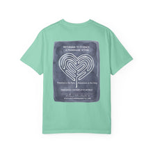 Load image into Gallery viewer, Returning to Essence Retreat Garment-Dyed T-Shirt with Heart Labyrinth