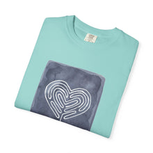 Load image into Gallery viewer, Returning to Essence Retreat Garment-Dyed T-Shirt with Heart Labyrinth