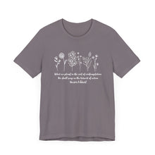 Load image into Gallery viewer, Debbies - Meister Eckhart quote with Wildflowers Heathered Tee