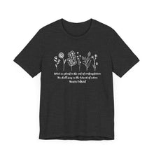 Load image into Gallery viewer, Debbies - Meister Eckhart quote with Wildflowers Heathered Tee