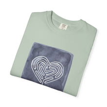 Load image into Gallery viewer, Returning to Essence Retreat Garment-Dyed T-Shirt with Heart Labyrinth