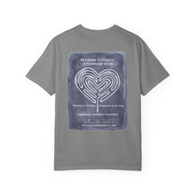 Load image into Gallery viewer, Returning to Essence Retreat Garment-Dyed T-Shirt with Heart Labyrinth