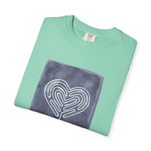 Load image into Gallery viewer, Returning to Essence Retreat Garment-Dyed T-Shirt with Heart Labyrinth