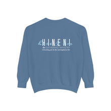 Load image into Gallery viewer, Hineni Awakening Retreat Garment-Dyed Sweatshirt design 2 sides
