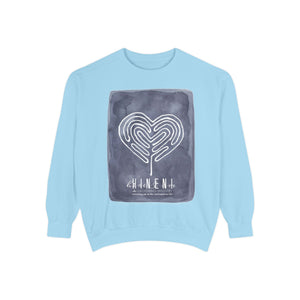 Hineni Awakening Retreat Garment-Dyed Sweatshirt design front only