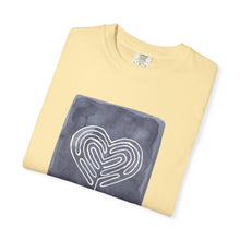 Load image into Gallery viewer, Returning to Essence Retreat Garment-Dyed T-Shirt with Heart Labyrinth
