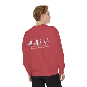 Hineni Awakening Retreat Garment-Dyed Sweatshirt design 2 sides