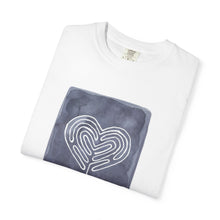 Load image into Gallery viewer, Returning to Essence Retreat Garment-Dyed T-Shirt with Heart Labyrinth

