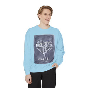 Hineni Awakening Retreat Garment-Dyed Sweatshirt design front only