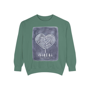 Hineni Awakening Retreat Garment-Dyed Sweatshirt design front only