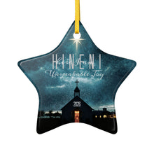 Load image into Gallery viewer, Keepsake Ornament — 'Hineini Unspeakable Joy' Star-Shaped Ceramic Christmas Ornament
