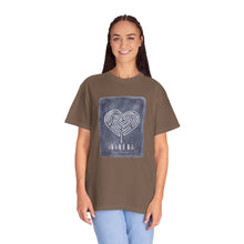 Load image into Gallery viewer, Returning to Essence Retreat Garment-Dyed T-Shirt with Heart Labyrinth
