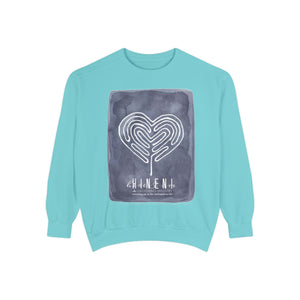 Hineni Awakening Retreat Garment-Dyed Sweatshirt design front only