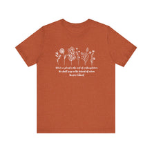 Load image into Gallery viewer, Debbies - Meister Eckhart quote with Wildflowers Heathered Tee
