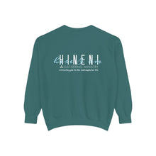 Load image into Gallery viewer, Hineni Awakening Retreat Garment-Dyed Sweatshirt design 2 sides
