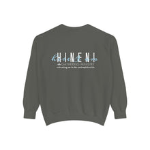 Load image into Gallery viewer, Hineni Awakening Retreat Garment-Dyed Sweatshirt design 2 sides
