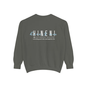 Hineni Awakening Retreat Garment-Dyed Sweatshirt design 2 sides