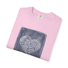 Load image into Gallery viewer, Returning to Essence Retreat Garment-Dyed T-Shirt with Heart Labyrinth
