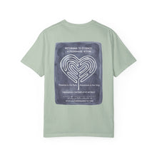 Load image into Gallery viewer, Returning to Essence Retreat Garment-Dyed T-Shirt with Heart Labyrinth
