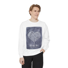 Load image into Gallery viewer, Hineni Awakening Retreat Garment-Dyed Sweatshirt design front only
