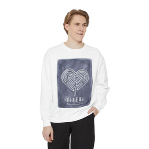 Hineni Awakening Retreat Garment-Dyed Sweatshirt design front only