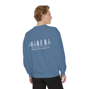 Hineni Awakening Retreat Garment-Dyed Sweatshirt design 2 sides