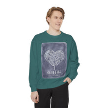 Load image into Gallery viewer, Hineni Awakening Retreat Garment-Dyed Sweatshirt design 2 sides
