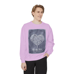 Hineni Awakening Retreat Garment-Dyed Sweatshirt design front only