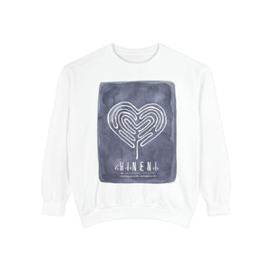 Hineni Awakening Retreat Garment-Dyed Sweatshirt design front only