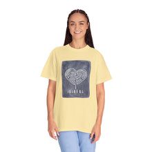 Load image into Gallery viewer, Returning to Essence Retreat Garment-Dyed T-Shirt with Heart Labyrinth

