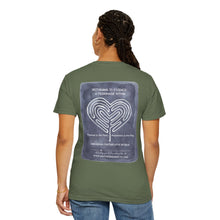Load image into Gallery viewer, Returning to Essence Retreat Garment-Dyed T-Shirt with Heart Labyrinth
