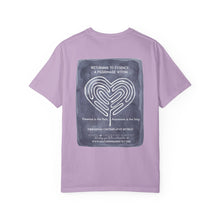 Load image into Gallery viewer, Returning to Essence Retreat Garment-Dyed T-Shirt with Heart Labyrinth
