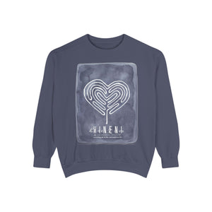 Hineni Awakening Retreat Garment-Dyed Sweatshirt design front only