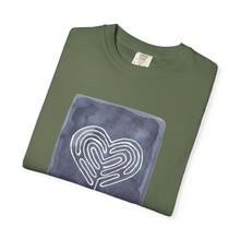 Load image into Gallery viewer, Returning to Essence Retreat Garment-Dyed T-Shirt with Heart Labyrinth
