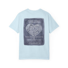 Load image into Gallery viewer, Returning to Essence Retreat Garment-Dyed T-Shirt with Heart Labyrinth
