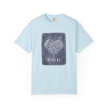 Load image into Gallery viewer, Returning to Essence Retreat Garment-Dyed T-Shirt with Heart Labyrinth
