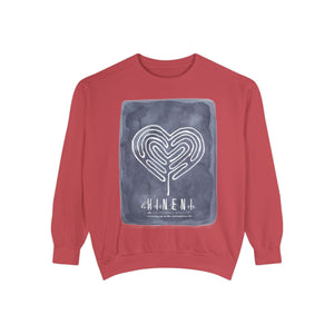 Hineni Awakening Retreat Garment-Dyed Sweatshirt design front only