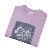 Load image into Gallery viewer, Returning to Essence Retreat Garment-Dyed T-Shirt with Heart Labyrinth
