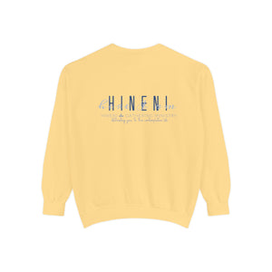 Hineni Awakening Retreat Garment-Dyed Sweatshirt design front only